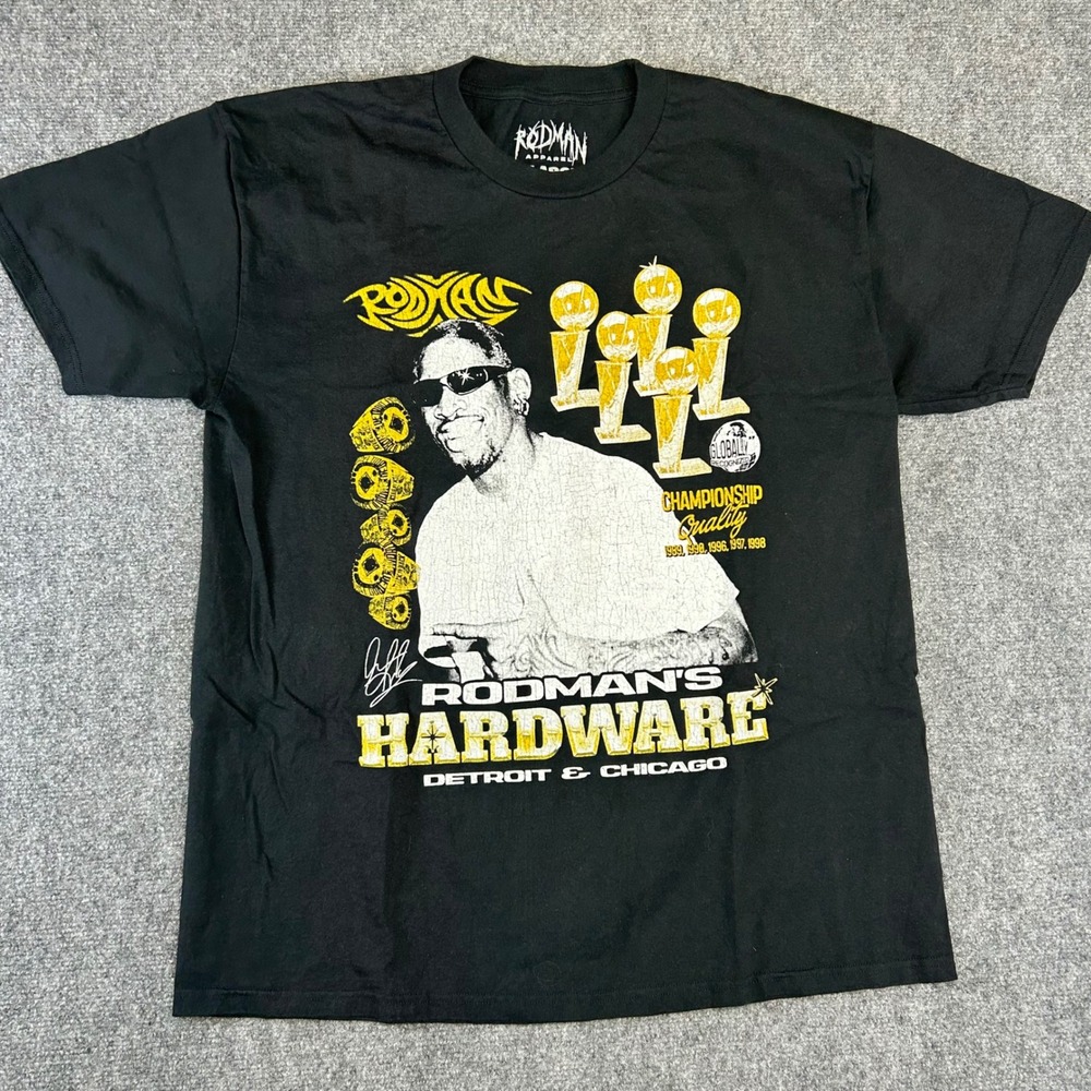 Rodman Apparel Dennis Rodman Hardware T-Shirt Black XL Detroit Chicago NBA